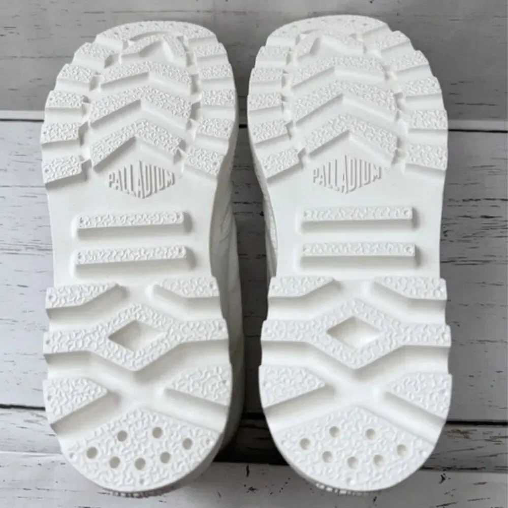 Palladium White Chunky Lug Sole Y2K High Top Vegan Combat Boots Sneakers Shoes - Picture 15 of 16